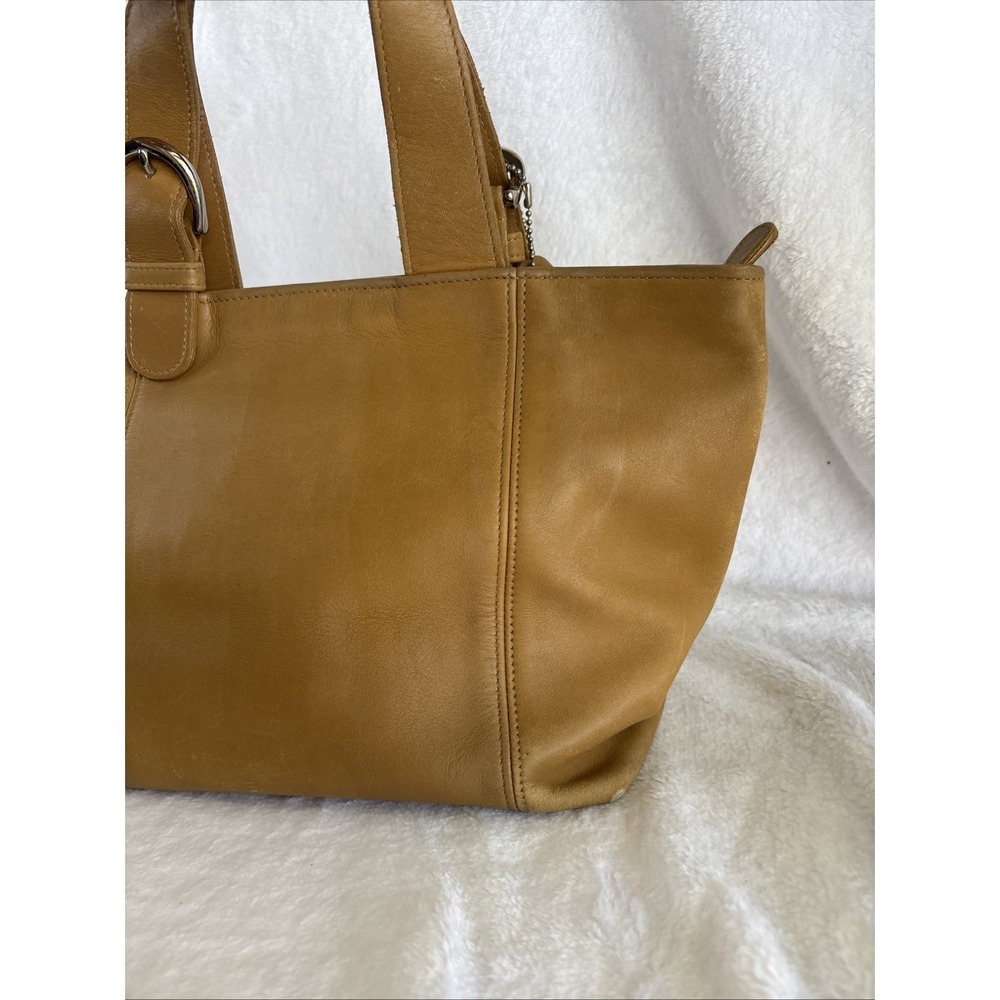 Vintage COACH Waverly Tote Bag Camel Tan Leather Zip Closure 4133 90s Costa Rica - Picture 9 of 16